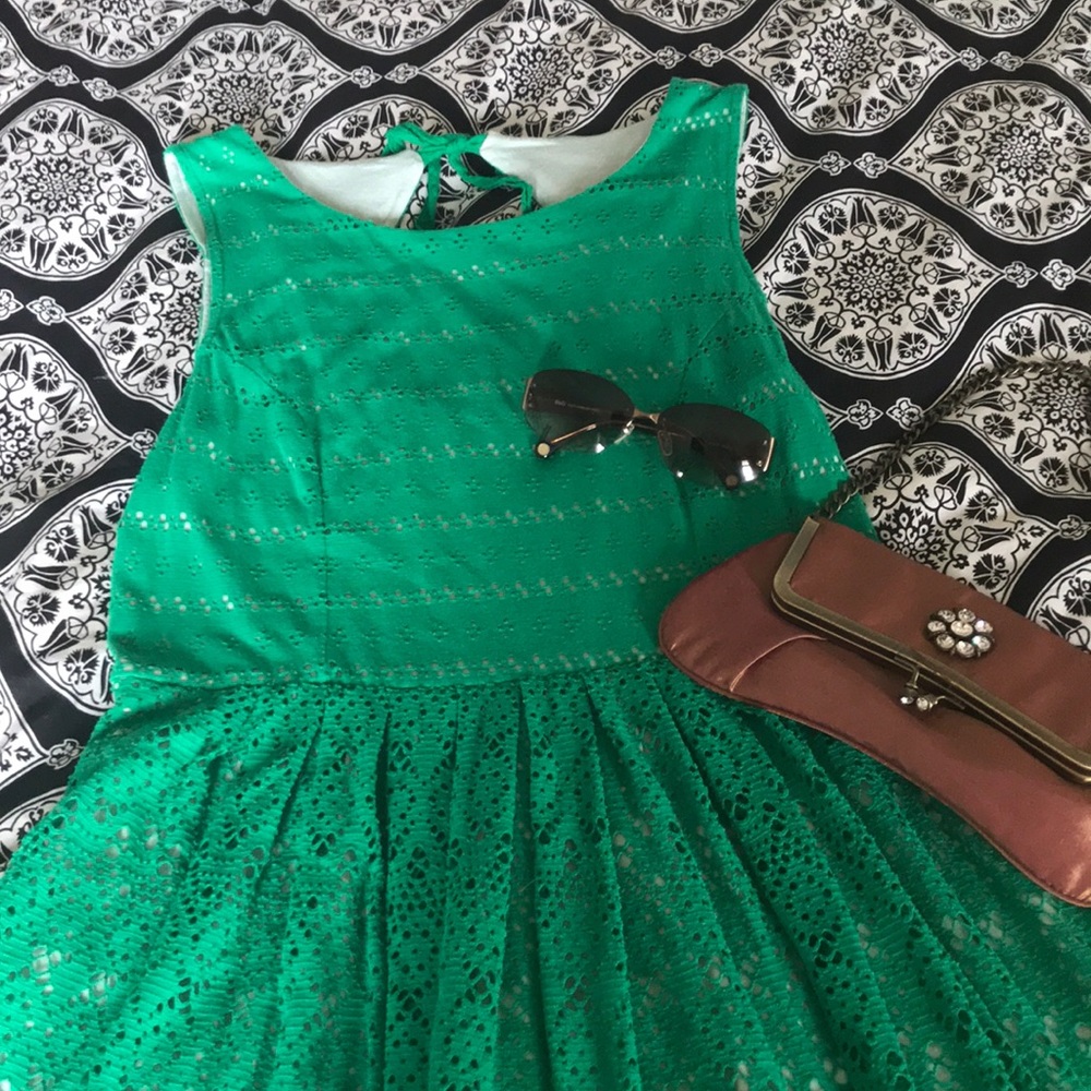 Anthro Green Eyelet Dress